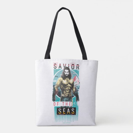 Aquaman | "Redder van de Zeeen" Modernist grafisch Tote Bag (Achterkant)