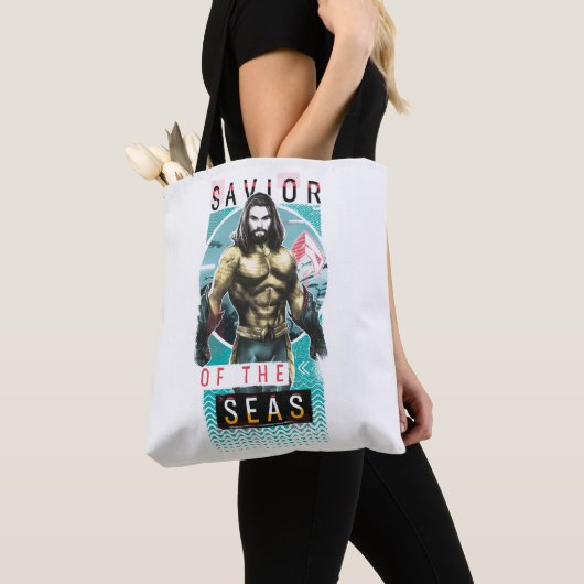Aquaman | "Redder van de Zeeen" Modernist grafisch Tote Bag (Dichtbij)