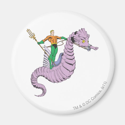 Aquaman Rides Seahorse Magneet (Voorkant)