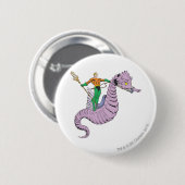 Aquaman Rides Seahorse Ronde Button 5,7 Cm (Voorkant /achterkant)