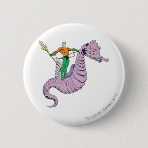 Aquaman Rides Seahorse Ronde Button 5,7 Cm