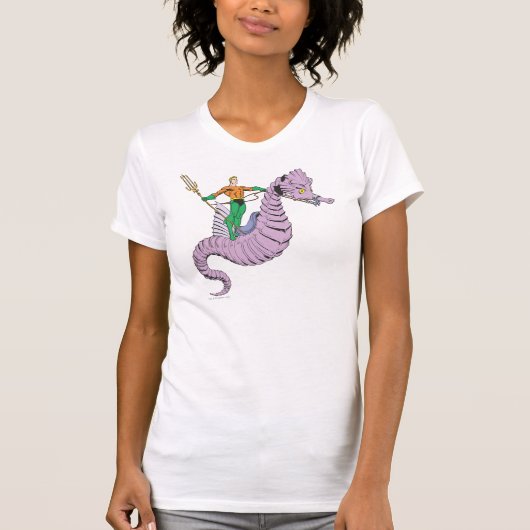 Aquaman Rides Seahorse T-shirt (Voorkant)