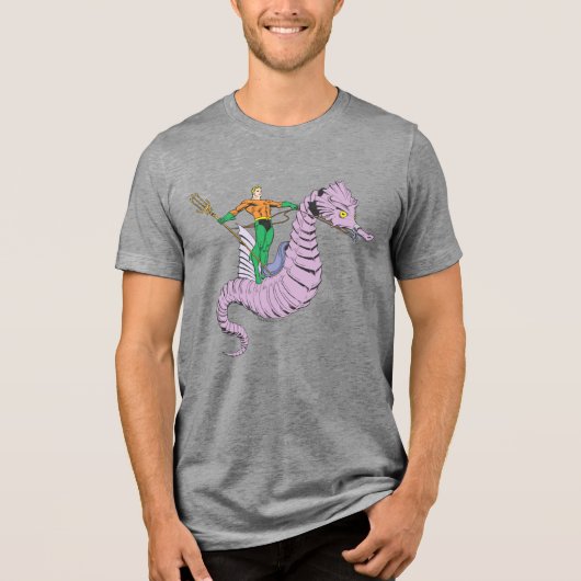 Aquaman Rides Seahorse Tri-Blend Shirt (Voorkant)
