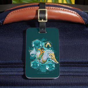 Aquaman Riding Seahorse door de koninkrijken Bagagelabel