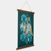 Aquaman Riding Seahorse door de koninkrijken Hangend Wandkleed (Gebogen)