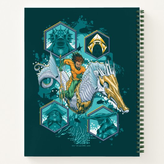 Aquaman Riding Seahorse door de koninkrijken Notitieboek (Achterkant)