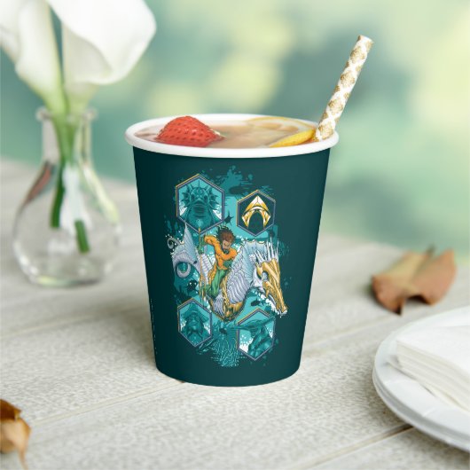 Aquaman Riding Seahorse door de koninkrijken Papieren Bekers (Insitu)