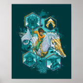 Aquaman Riding Seahorse door de koninkrijken Poster (Voorkant)