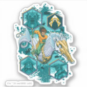 Aquaman Riding Seahorse door de koninkrijken Sticker (Voorkant)