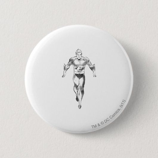 Aquaman Runs BW Ronde Button 5,7 Cm (Voorkant)