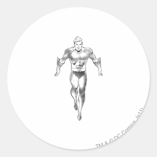 Aquaman Runs BW Ronde Sticker (Voorkant)