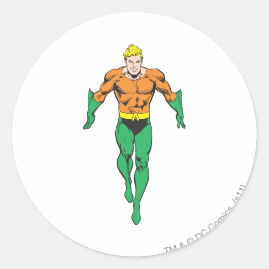 Aquaman Runs Ronde Sticker (Voorkant)