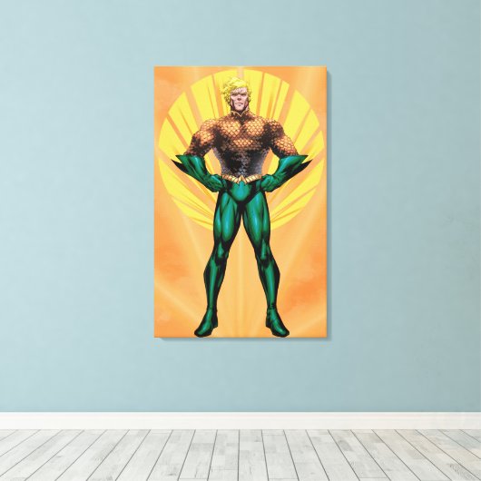 Aquaman Standing Canvas Afdruk (Insitu (Houten vloer))