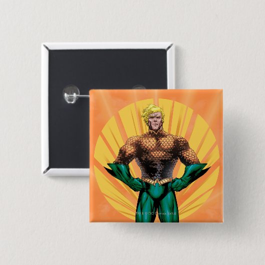Aquaman Standing Vierkante Button 5,1 Cm (Voorkant /achterkant)