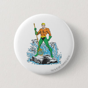 Aquaman Stands met Pitchfork Ronde Button 5,7 Cm