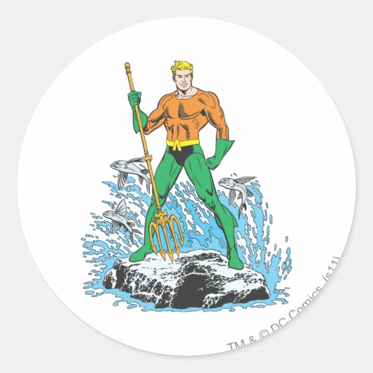 Aquaman Stands met Pitchfork Ronde Sticker (Voorkant)