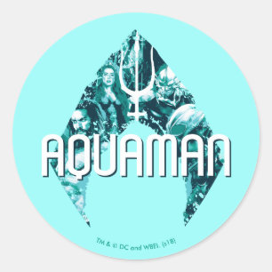 Aquaman   Symbool voor orin, Mera, Orm en Zwarte M Ronde Sticker