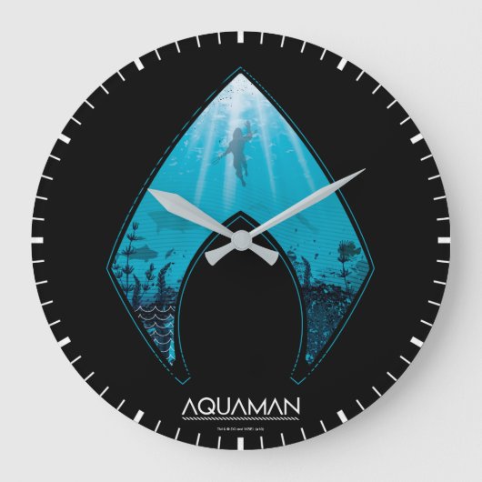 Aquaman | Zie door Aquaman Logo Ocean Graphic Grote Klok (Voorkant)