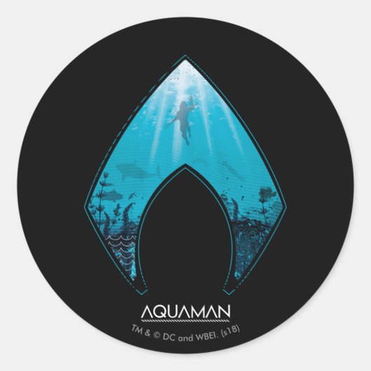 Aquaman | Zie door Aquaman Logo Ocean Graphic Ronde Sticker (Voorkant)