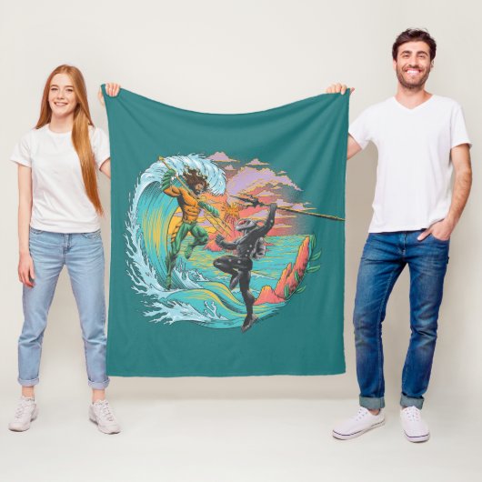 Aquaman & Zwarte Manta getijgolf Fleece Deken (In situ)
