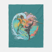 Aquaman & Zwarte Manta getijgolf Fleece Deken (Voorkant)