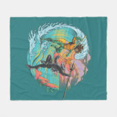 Aquaman & Zwarte Manta getijgolf Fleece Deken (Voorkant (Horizontaal))