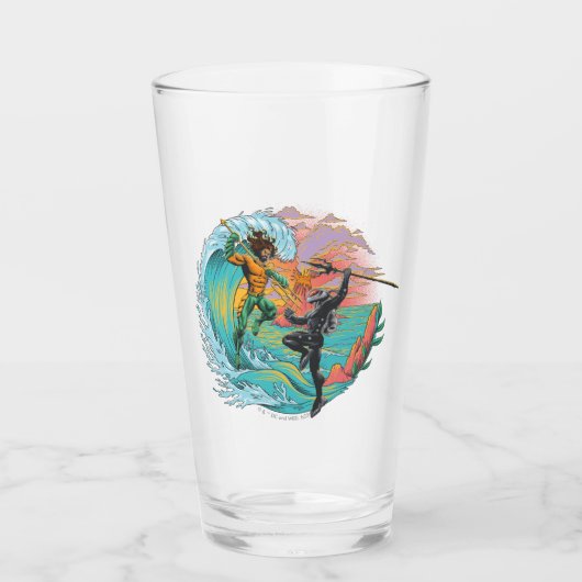 Aquaman & Zwarte Manta getijgolf Glas (Voorkant)