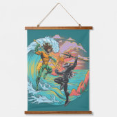 Aquaman & Zwarte Manta getijgolf Hangend Wandkleed (Voorkant)