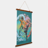 Aquaman & Zwarte Manta getijgolf Hangend Wandkleed (Gebogen)