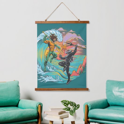 Aquaman & Zwarte Manta getijgolf Hangend Wandkleed (Woonkamer)