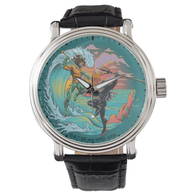 Aquaman & Zwarte Manta getijgolf Horloge (Voorkant)