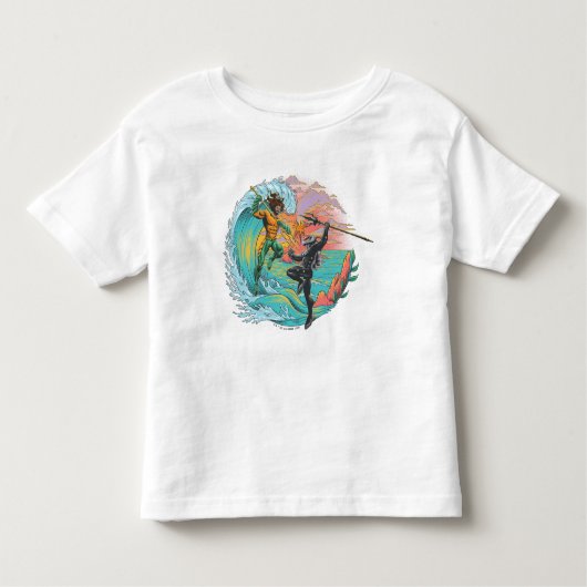 Aquaman & Zwarte Manta getijgolf Kinder Shirts (Voorkant)