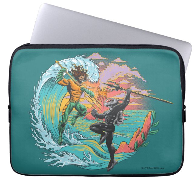 Aquaman & Zwarte Manta getijgolf Laptop Sleeve (Voorkant)