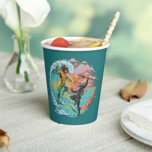 Aquaman & Zwarte Manta getijgolf Papieren Bekers (Insitu)