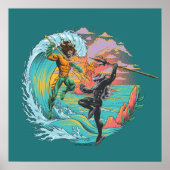 Aquaman & Zwarte Manta getijgolf Poster (Voorkant)