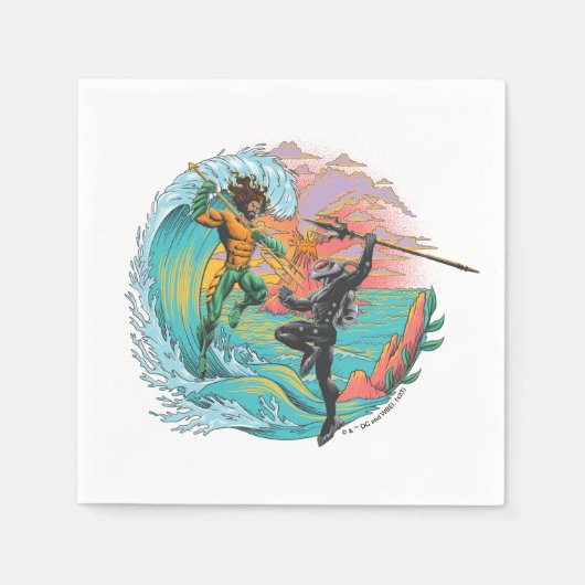 Aquaman & Zwarte Manta getijgolf Servet (Voorkant)