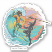 Aquaman & Zwarte Manta getijgolf Sticker (Voorkant)