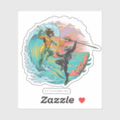 Aquaman & Zwarte Manta getijgolf Sticker (Vel)