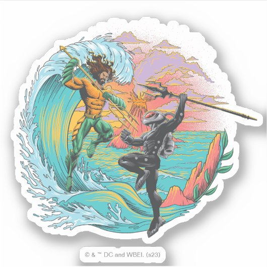 Aquaman & Zwarte Manta getijgolf Sticker (Voorkant)