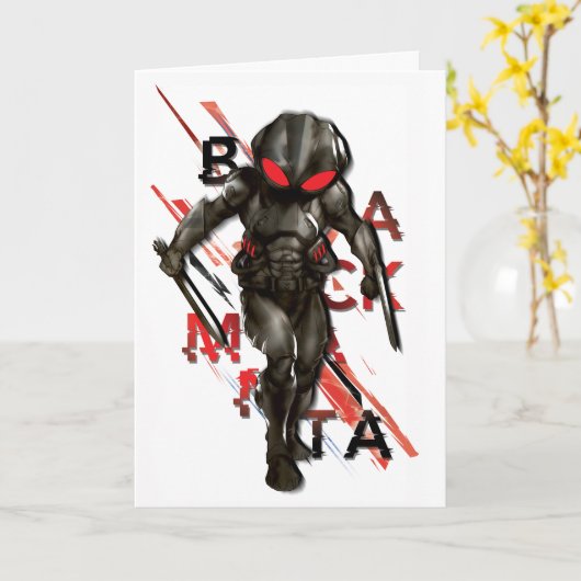 Aquaman | Zwarte Manta Scattered Typography Graphi Kaart (Gele Bloem)