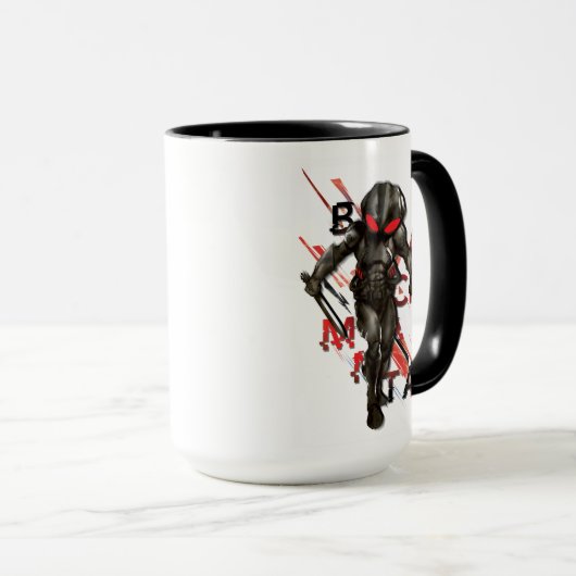 Aquaman | Zwarte Manta Scattered Typography Graphi Mok (Voorkant rechts)