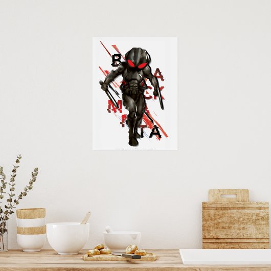 Aquaman | Zwarte Manta Scattered Typography Graphi Poster (Keuken)