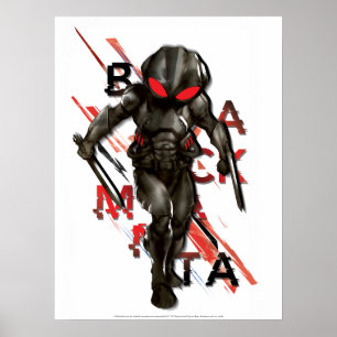 Aquaman   Zwarte Manta Scattered Typography Graphi Poster