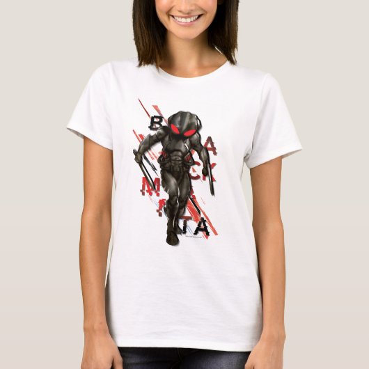 Aquaman | Zwarte Manta Scattered Typography Graphi T-shirt (Voorkant)