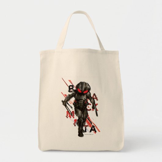 Aquaman | Zwarte Manta Scattered Typography Graphi Tote Bag (Voorkant)
