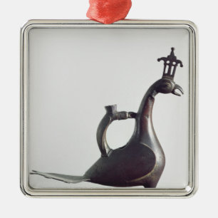 Aquamanile in de vorm van een pauw metalen ornament