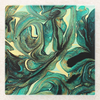 Aquamarijn acrylverf: abstracte achtergrond. glazen onderzetter