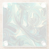 Aquamarijn acrylverf: abstracte achtergrond. glazen onderzetter (Achterkant)