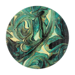 Aquamarijn acrylverf: abstracte achtergrond. snijplank