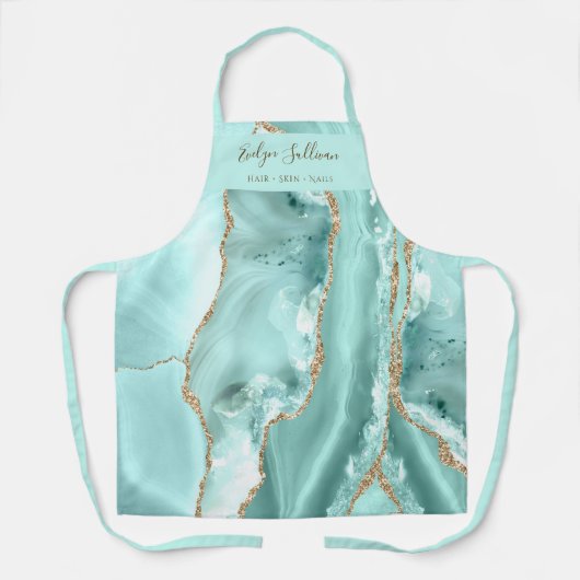 Aquamarijn agaat beauty professioneel schort (Voorkant)